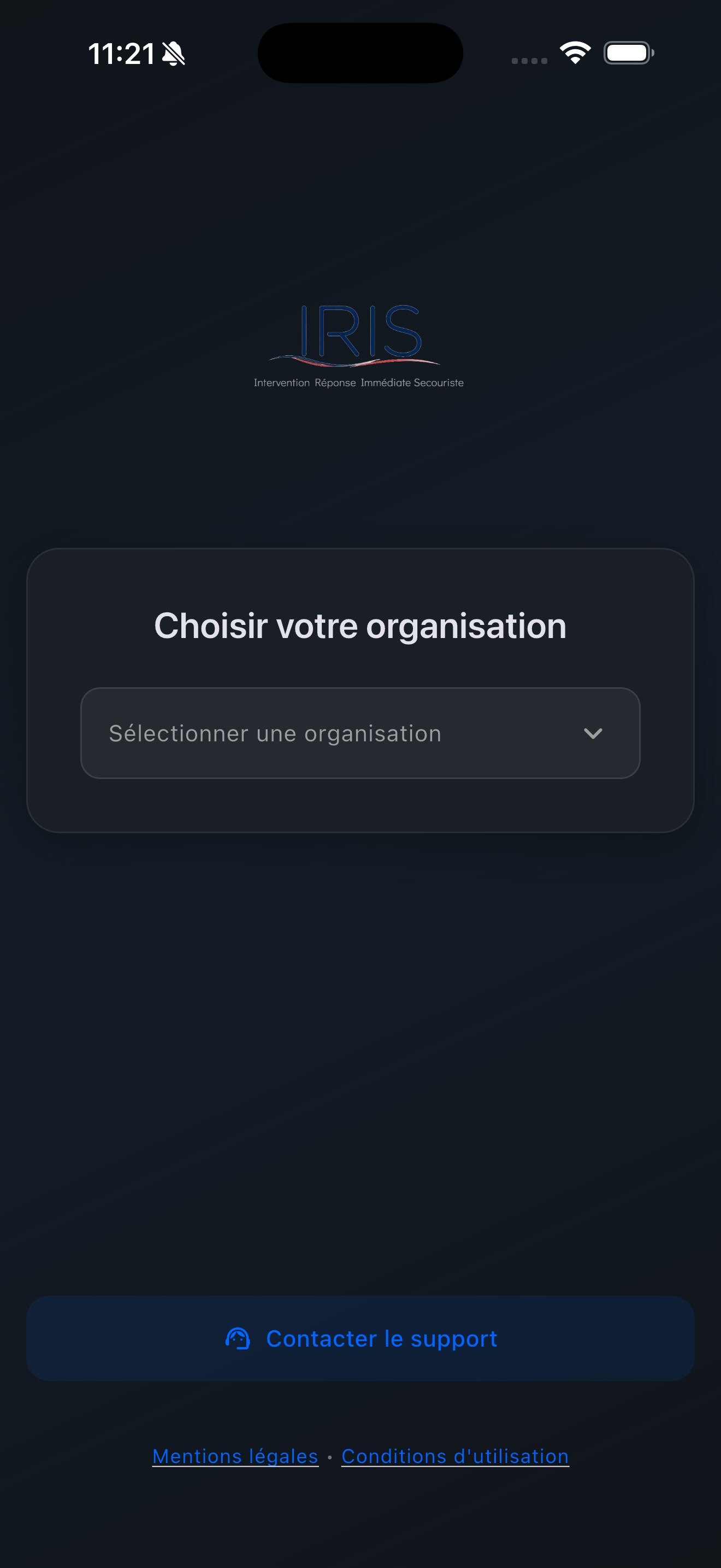 Choix de l'organisation — mode sombre