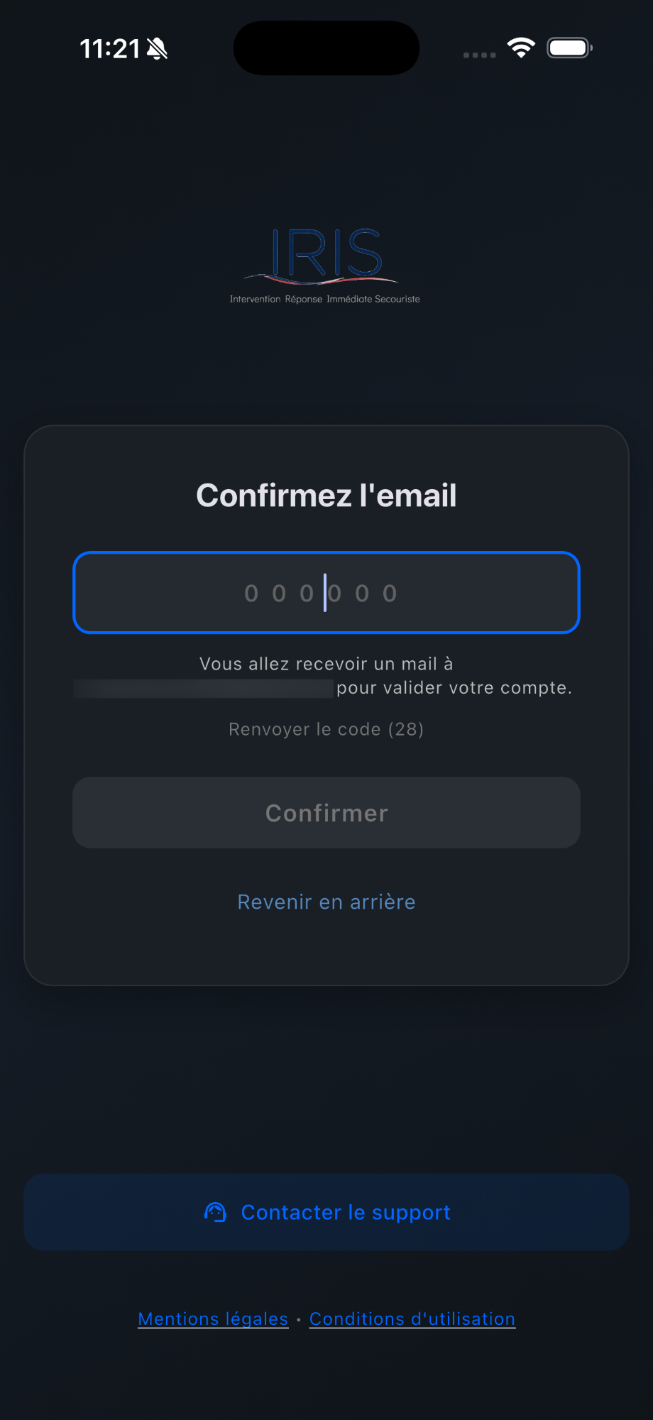 Connexion sécurisée — mode sombre