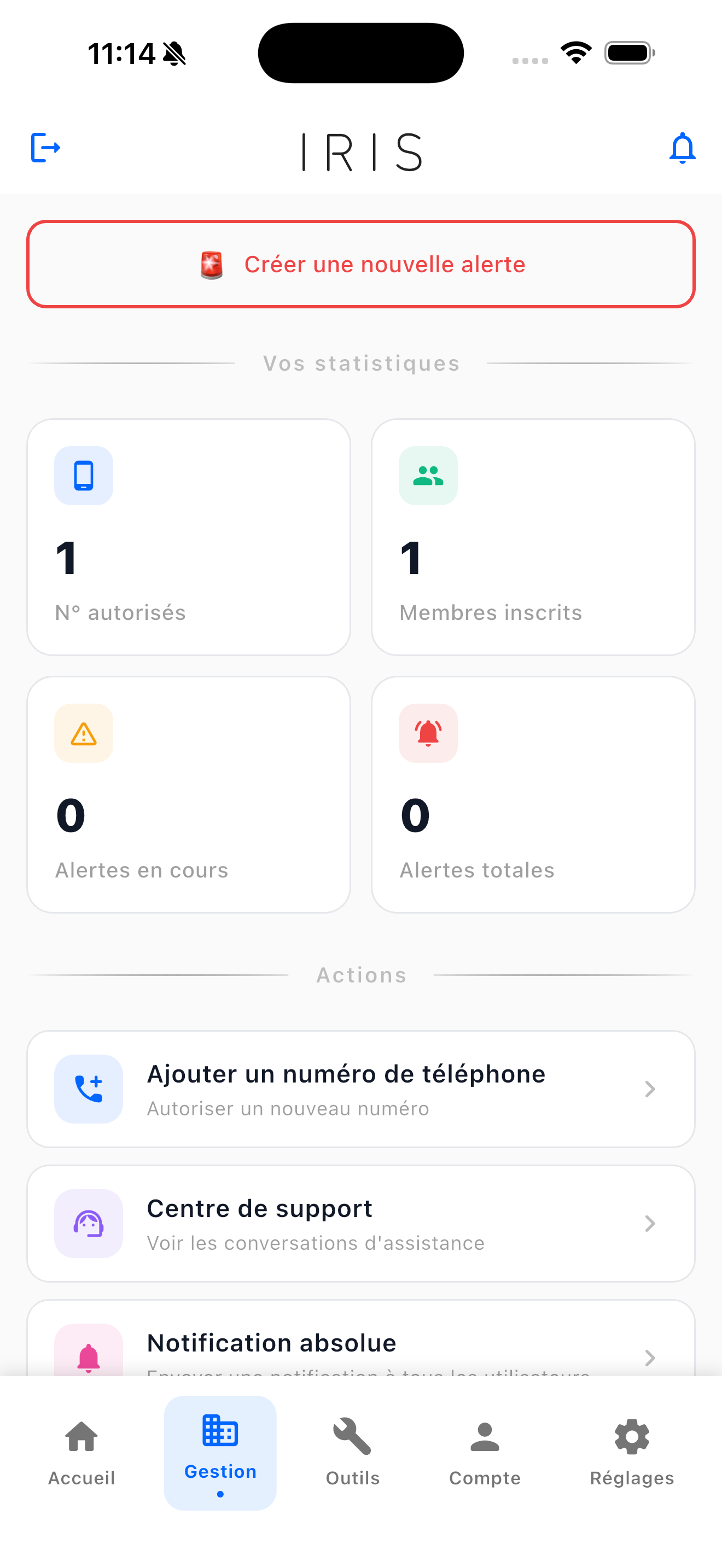 Gestion — mode clair